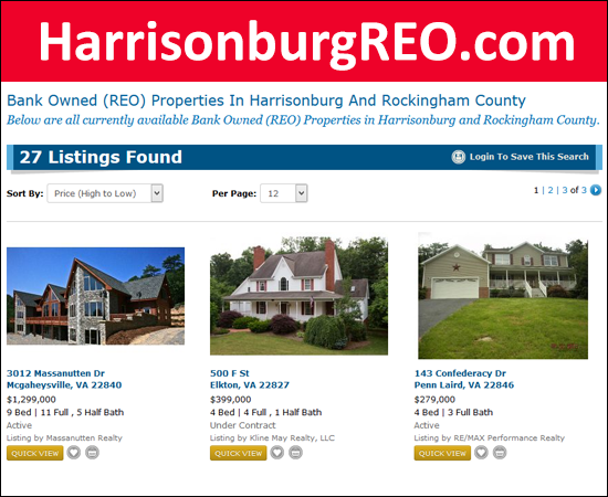 Bank Owned Properties in Harrisonburg, Rockingham County